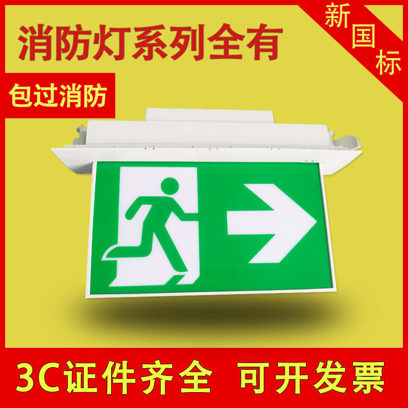 外贸天花嵌入式壁装3W安全出口应急标志灯CeRosh地铁路紧急疏散灯