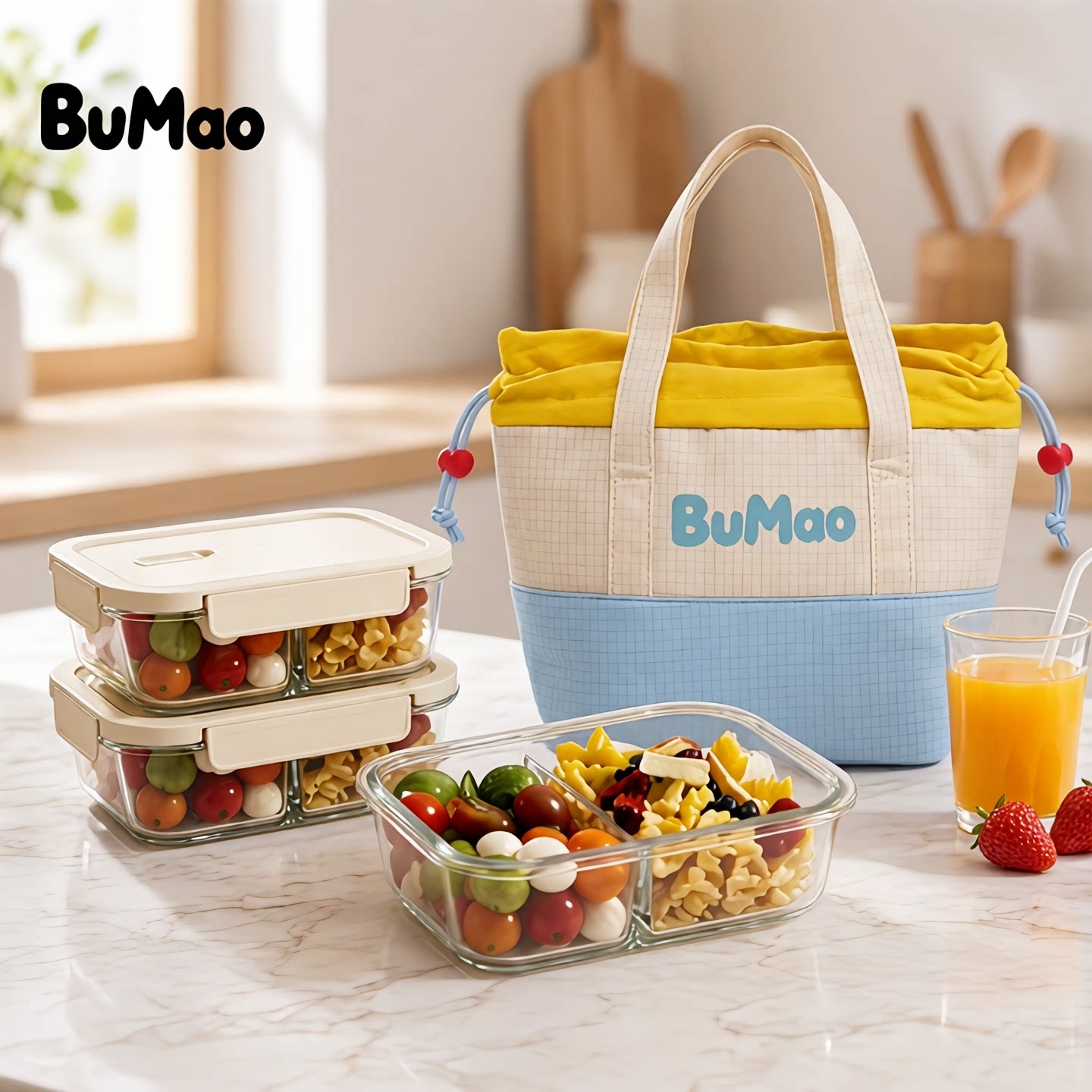 BuMao饭盒手提袋子高颜值保温便当袋大容量上班族野餐手拎饭盒包