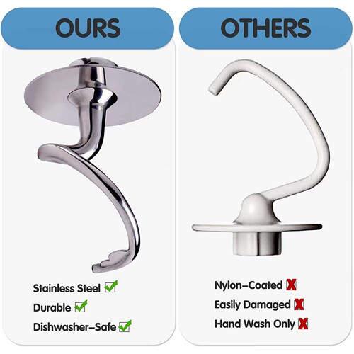 K45DH 不锈钢面团勾适合KitchenAid 4.5-5 Quart Tilt-Head Stand