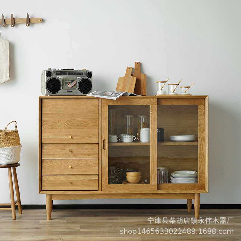 厂家直销白橡木家具现代简约厨房储物柜樱桃木橱柜北欧实木餐边柜