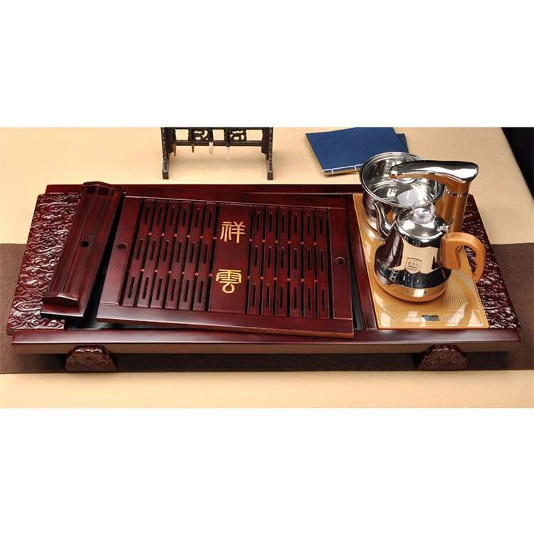 福达实木茶盘乌金石套装家用上水电磁炉茶台茶海个人订制