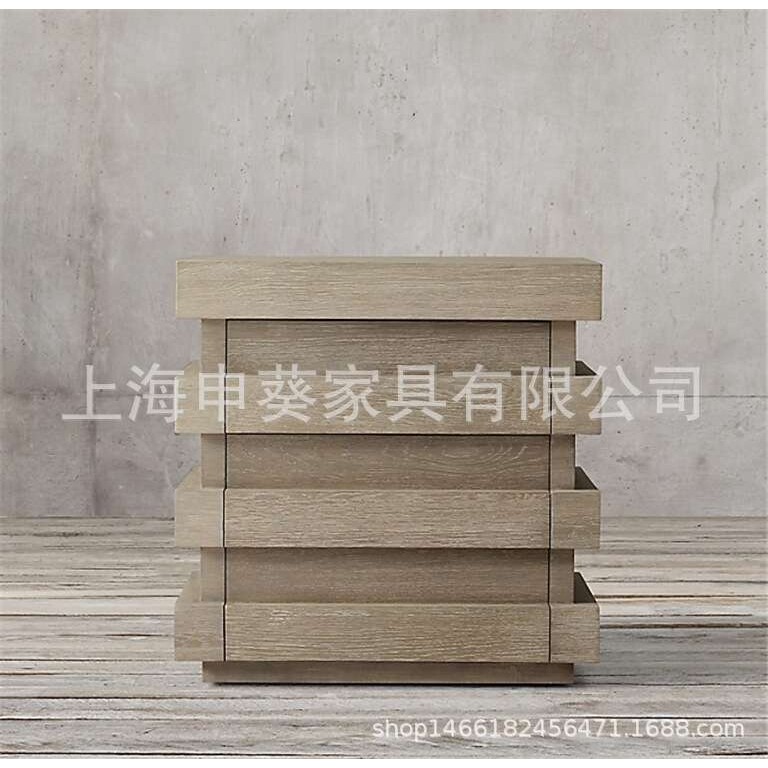 北欧实木简约胡桃木色四柱单双人床储物床头柜别墅样板房家具