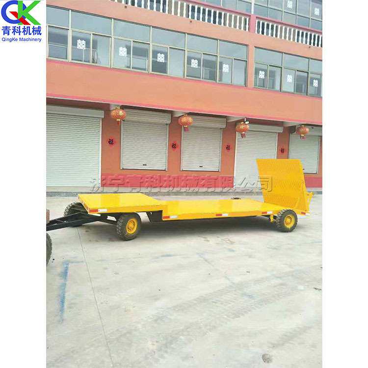 集装箱用平板拖车 可移动港口运输工具车 四轮转向货物平板搬运车