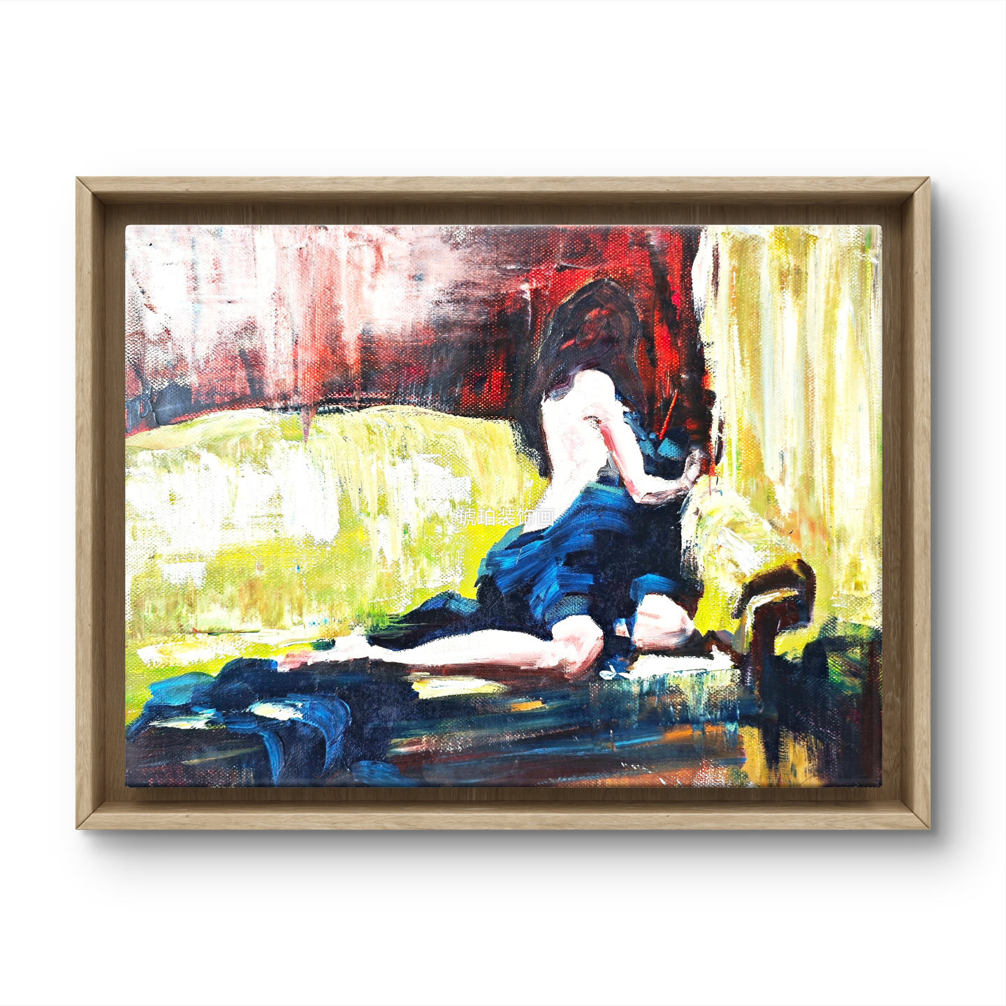 纯手绘油画现代简约抽象卧室装饰画酒店餐馆咖啡厅民宿挂画现货