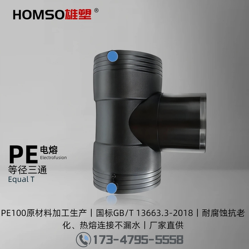 HOMSO雄塑PE等径三通水电熔管件