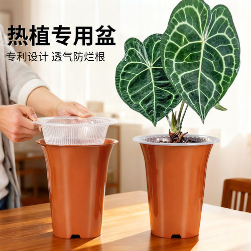 新款美莳热植专用控根花盆双层大号青山透气树脂塑料海芋花烛套盆