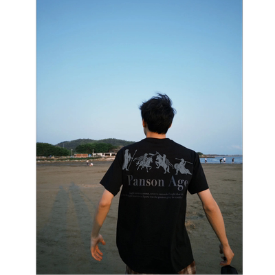 美式小众罗马印花短袖男