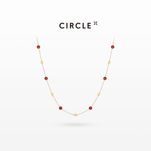 CIRCLE银镀金红玛瑙玉髓手链项链