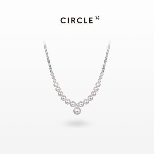 CIRCLE珠宝925银莫桑钻珍珠项链