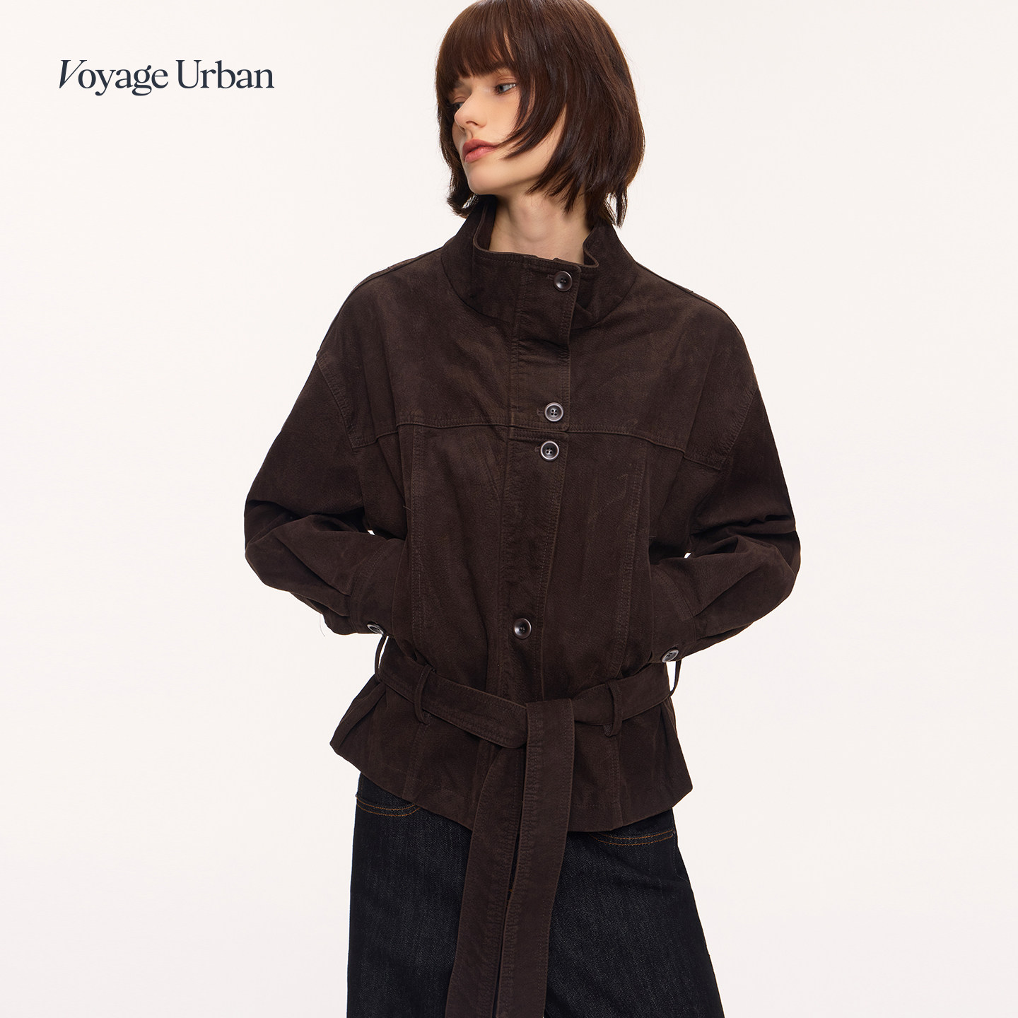 Voyage Urban屿行 麂皮立领皮衣夹克秋冬复古甜酷风小众设计外套