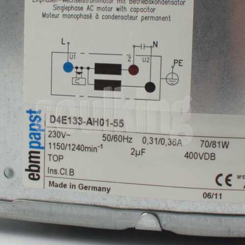 德国进口ebmpapst风机 D4E133-AH01-55 230V 70/81W 涡轮鼓风机
