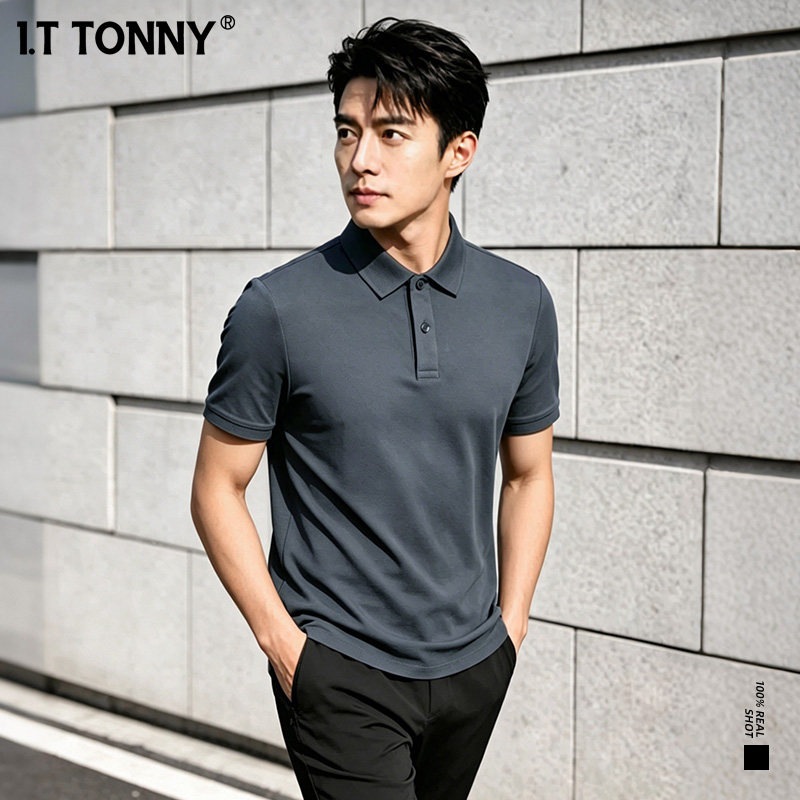官方I.T TONNY夏翻领短袖商务Polo衫男士户外休闲纯色宽松T恤TYK