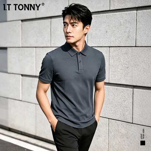 官方I.T TONNY夏翻领短袖商务Polo衫男士户外休闲纯色宽松T恤TYK