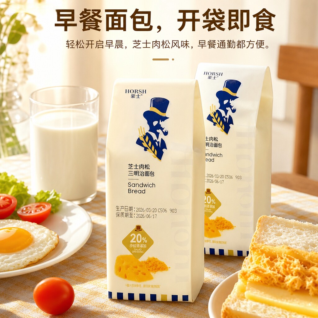 豪士肉松芝士三明治面包营养早餐办公室休闲小吃零食品下午茶充饥