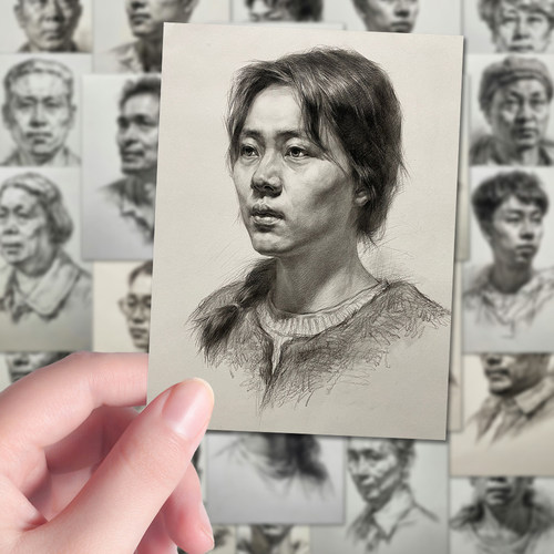 128张联考素描头像贴纸美术生人物速写练习参考笔记本iPad贴画