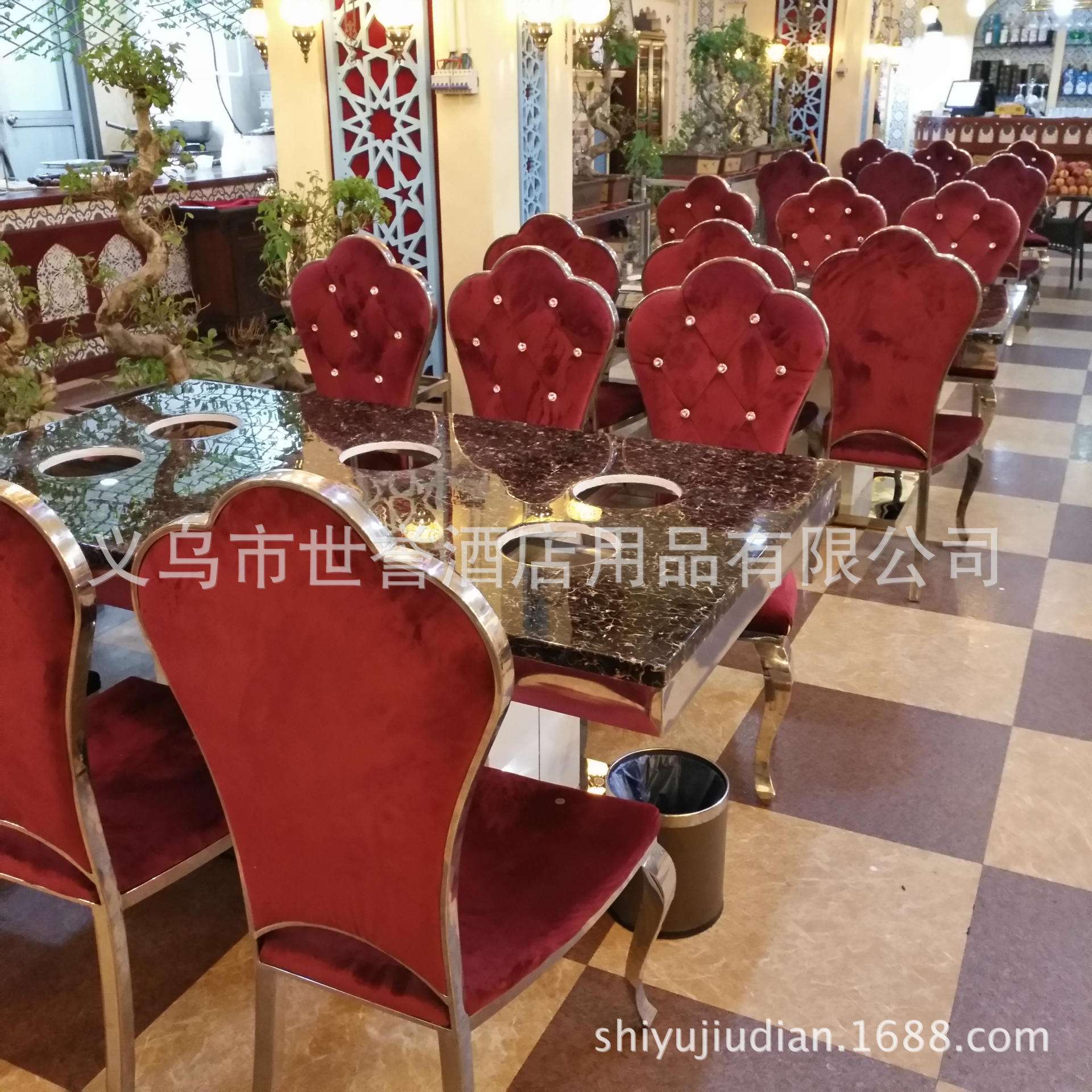 衢州金华火锅店桌椅 主题餐厅餐桌 重庆老火锅桌椅 大理石火锅桌