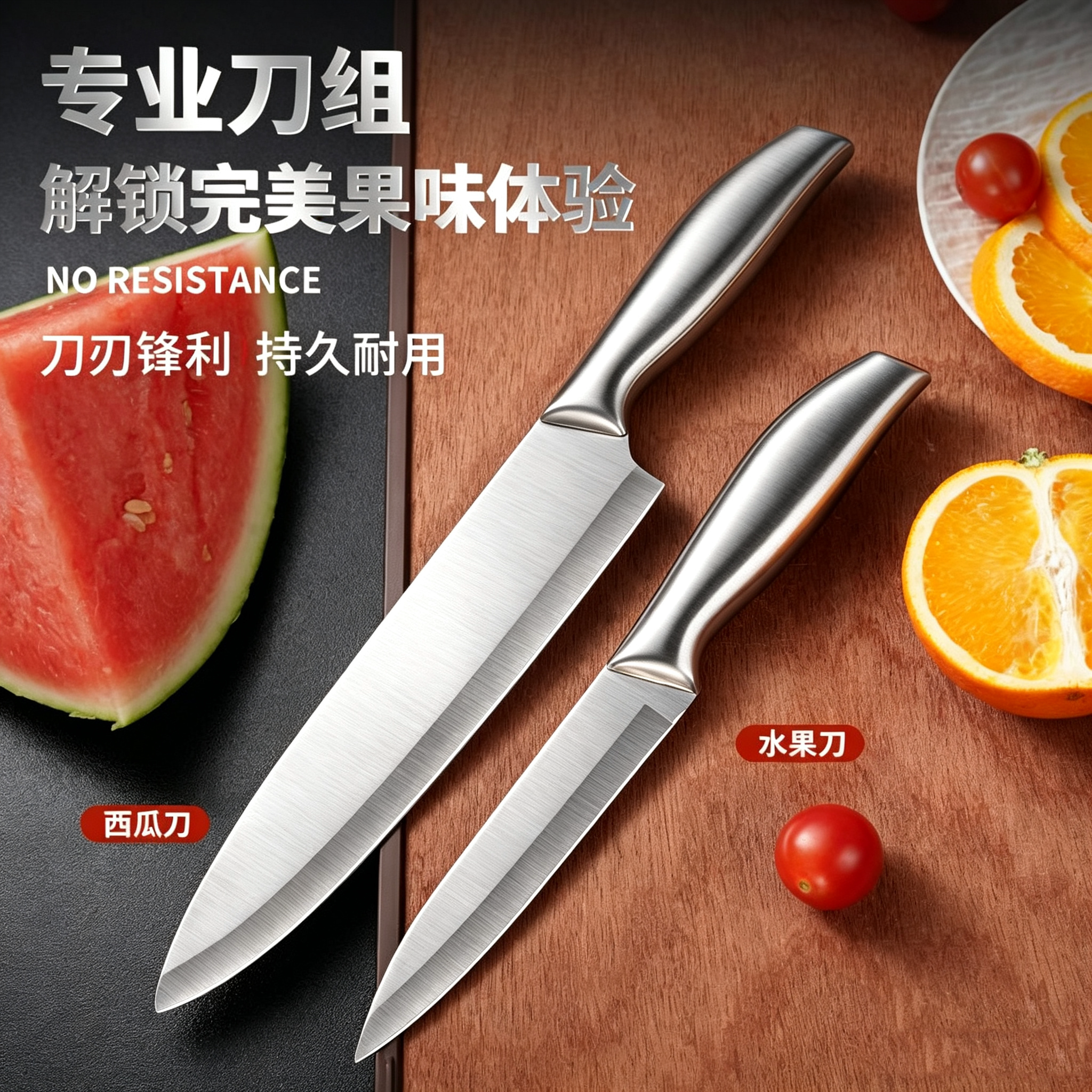 全钢水果刀家用切西瓜的专用刀不锈钢瓜果刀高锰钢开刃高硬度刀具图片