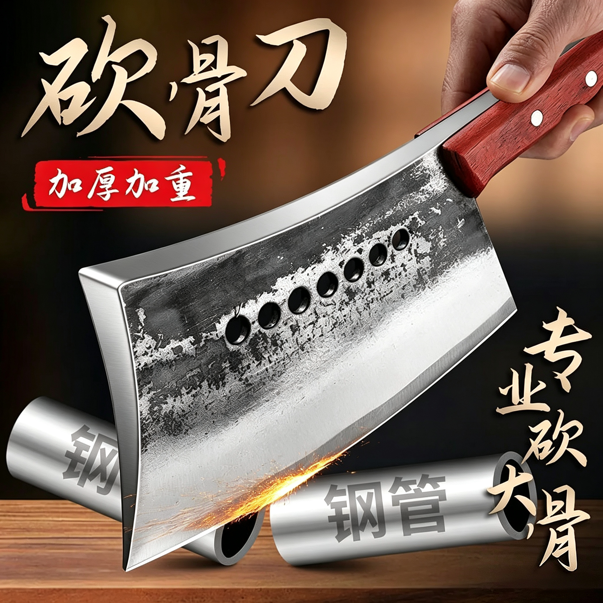 七星砍骨头刀家用斩骨刀重型屠夫专用坎刀商用剁猪牛羊骨刀高锰钢