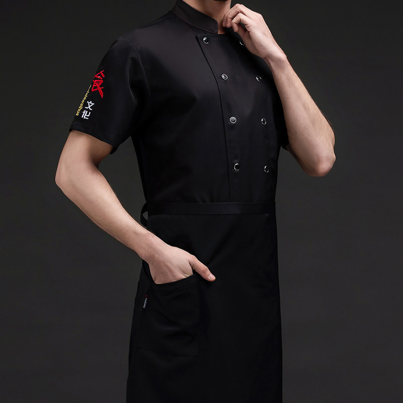 西式饭厅厨师服短袖定制酒店后厨房专用烘焙套装夏季透气男女