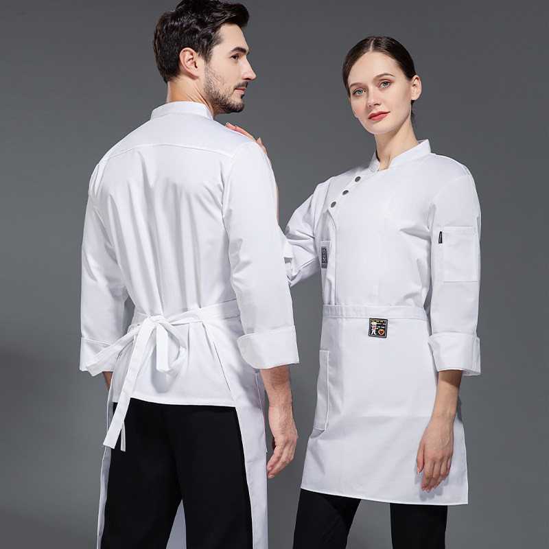 厨师工作服长袖秋冬装高级西餐厅西点师烘焙糕点后厨房套装定制男