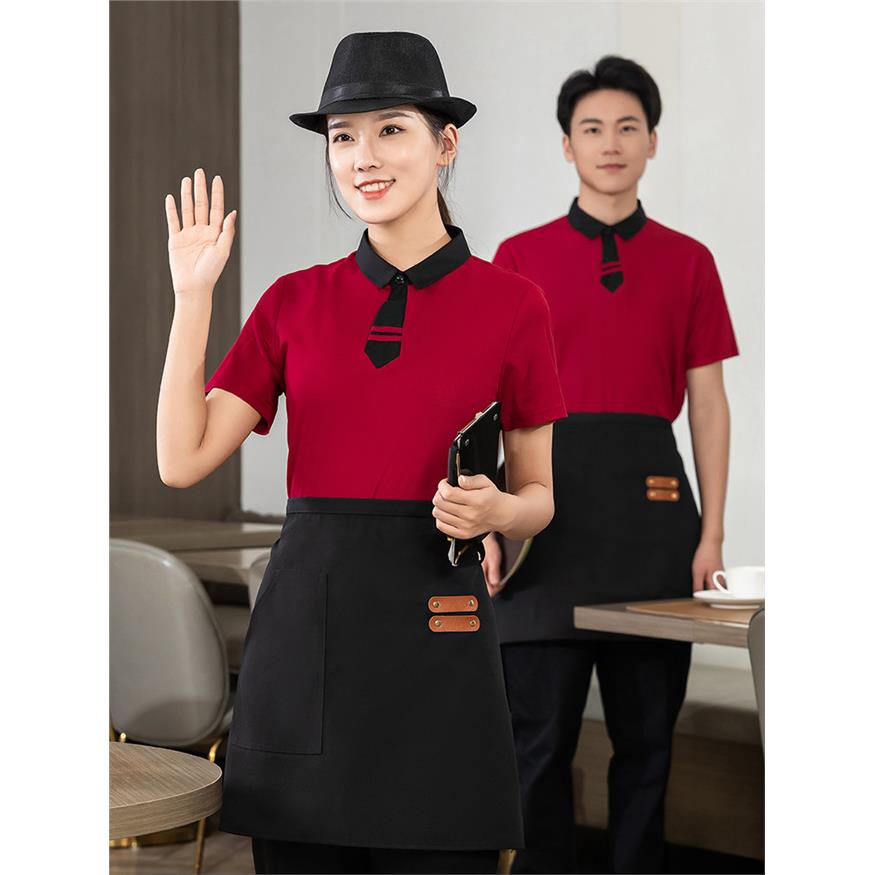 烤肉火锅店餐厅饭店餐饮服务员工作服短袖T恤定制面馆员工夏装女