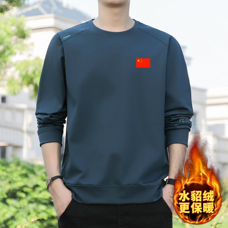 中国队卫衣男士2025新款秋冬季长袖百搭圆领加绒加厚宽松打底衫