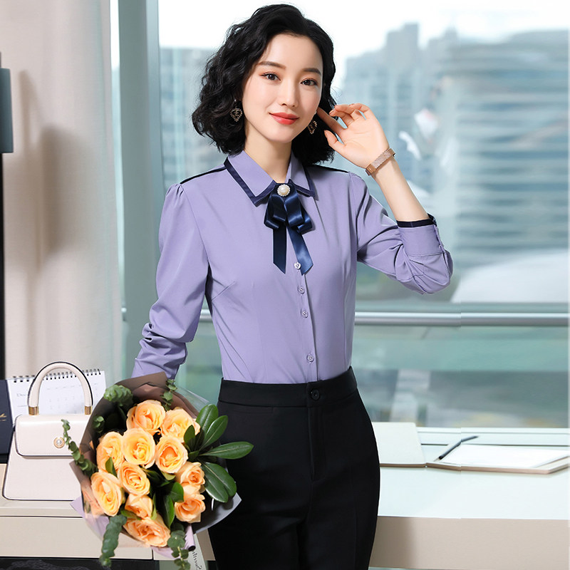 酒店工作服女秋冬季前台职业装高端餐饮餐厅服务员长袖员工装订制