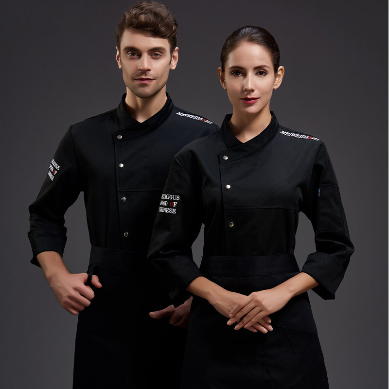 餐饮厨师工作服长袖男女冬季高级西餐厅酒店厨房大厨服装高档短袖