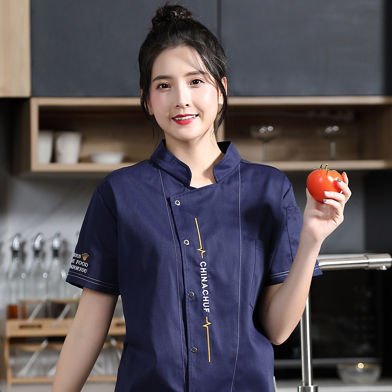 餐饮厨师服夏季女火锅店饭厅酒店饭店后厨房员工短袖定制衣服