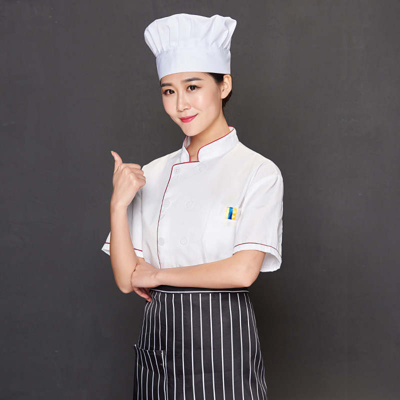 厨师服夏季薄款短袖女男餐饮厨房早餐饭店食堂加大码定制衣服
