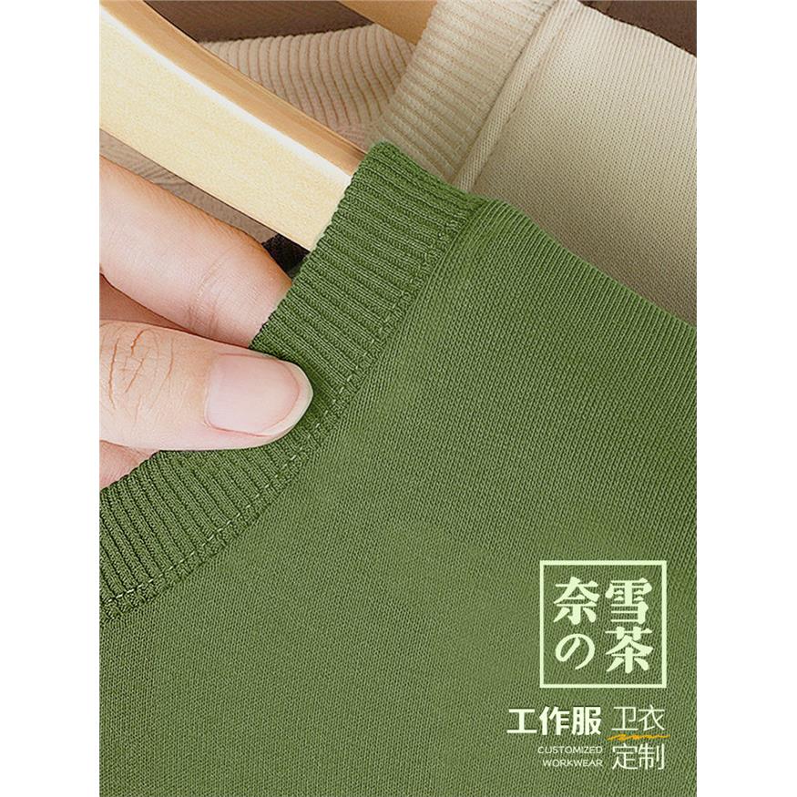 纯棉卫衣定制餐饮工作服火锅烤肉奶茶店服务员班服秋冬季圆领长袖