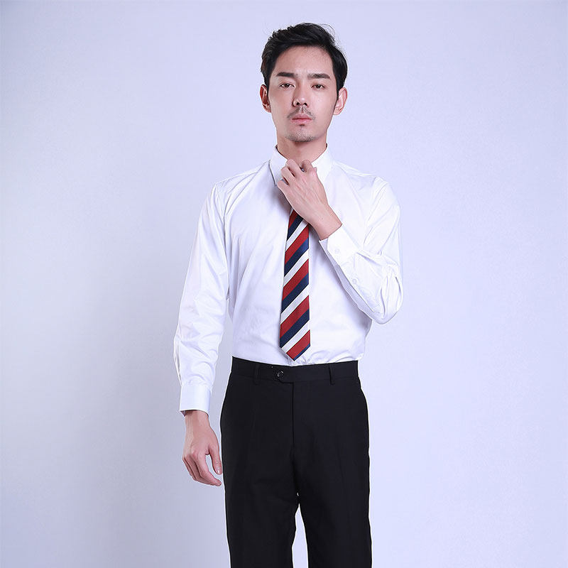 凯迪拉克4S店销售工作服衬衫长袖职业装男士免烫斜纹白色正装衬衣