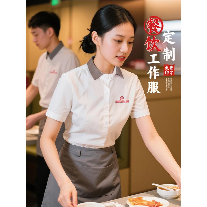 奶茶饭店火锅前台收银酒店服务员工作服长短袖咖啡厅西餐饮夏季女