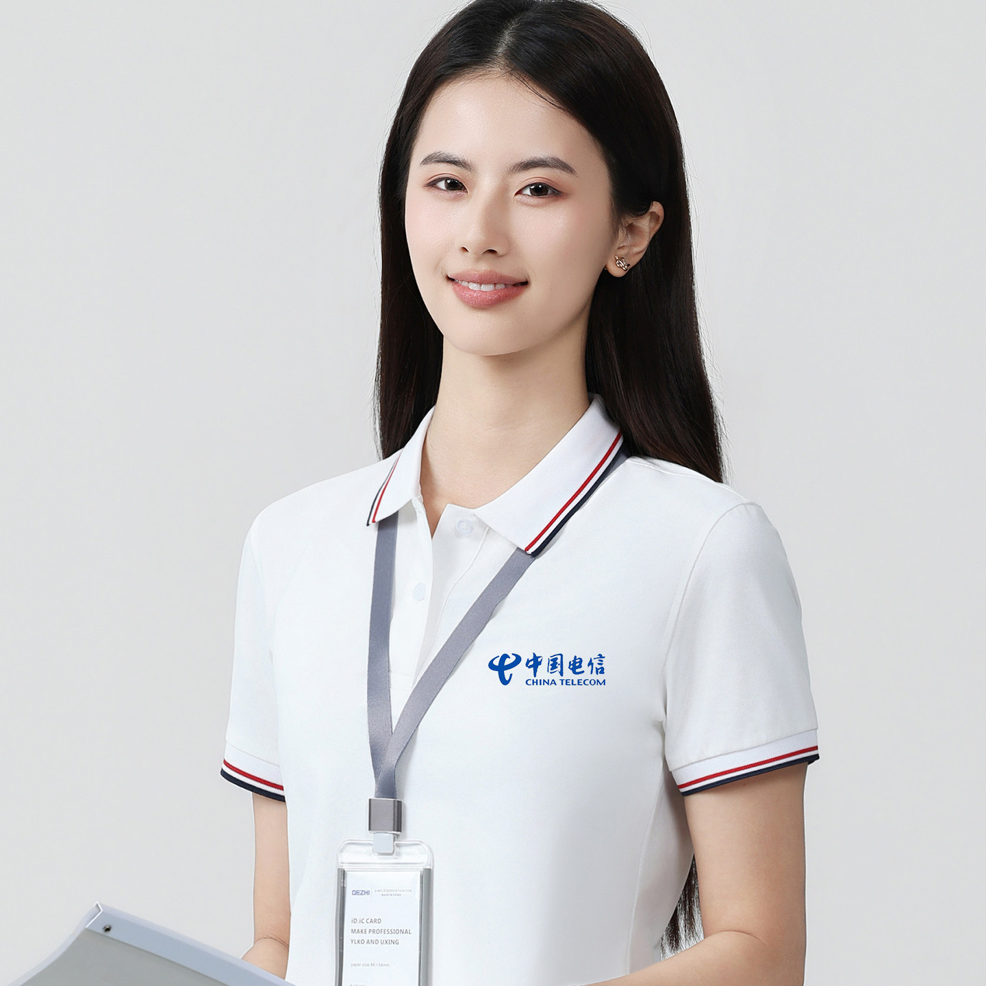 中国电信短袖工作服短袖夏季男女polo衫宽松大尺码前台销售工衣工
