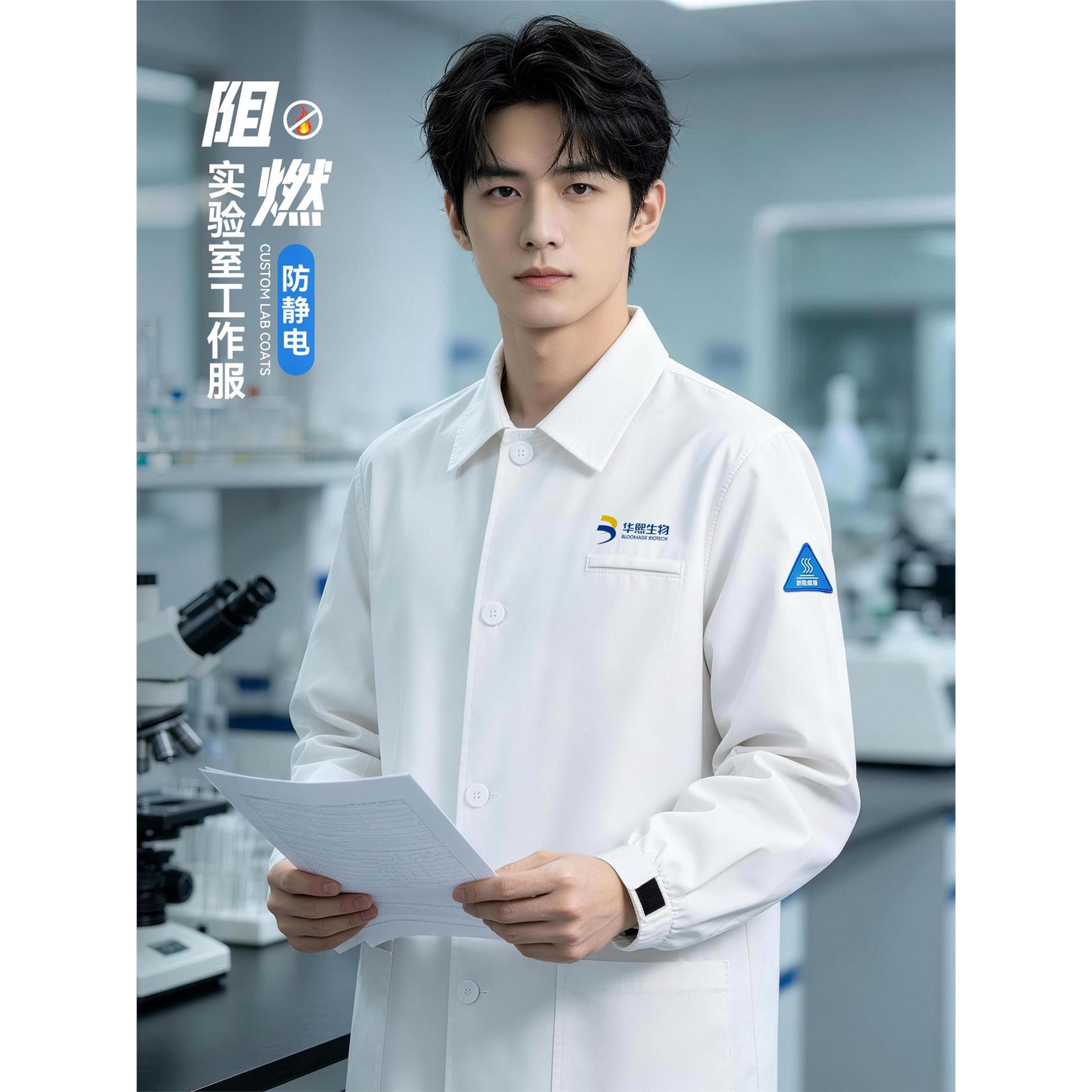 纯棉防阻燃大褂工作服定制实验室耐高温燃气石油化工厂罩衣印LOGO