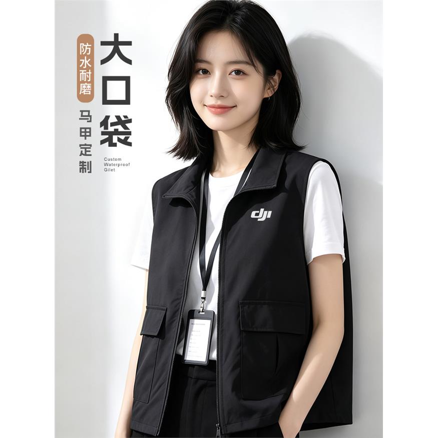 高端马甲工作服定制防水大口袋背心绣印logo广告宣传4S店车展工装图片
