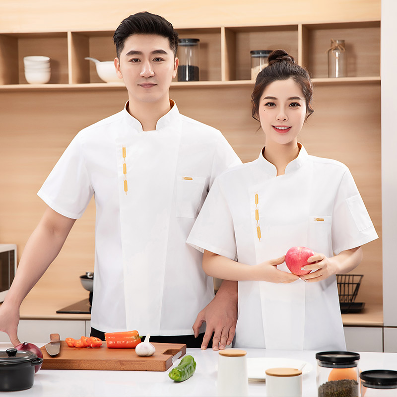 中式厨师工作服短袖夏季餐饮酒店中餐厨房主厨专用服装定制套装男