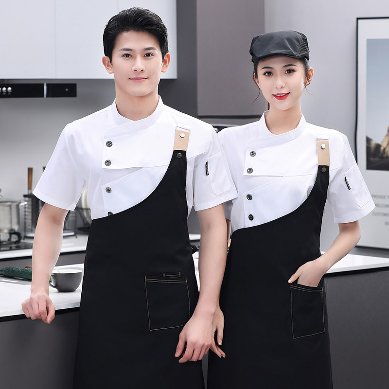 赵露思同款厨师服男夏透气网短袖酒店饭店饭厅餐饮专用定制女