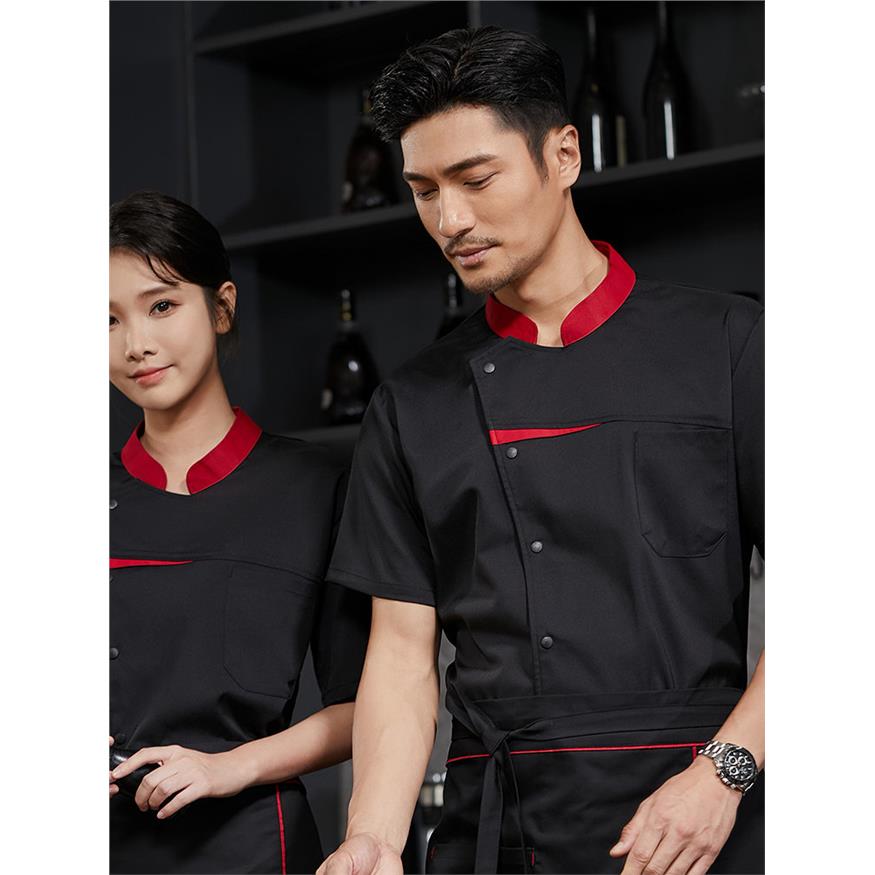 酒店工作服短袖男餐饮饭店厨房短袖烘焙蛋糕店厨师服装定制印logo
