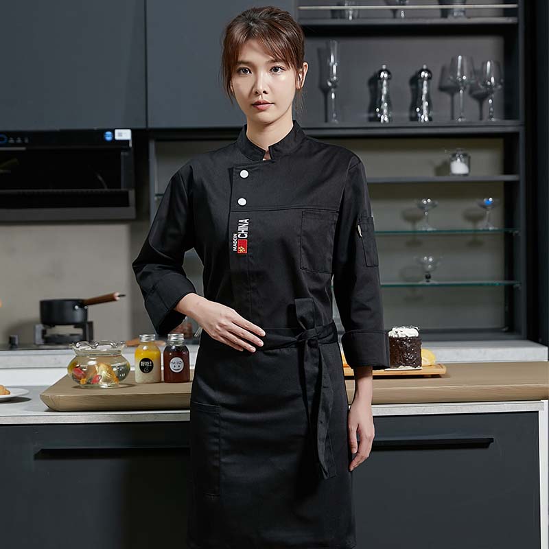 中式厨师服秋冬长袖女中餐厅酒店私宴主厨师工作服装面馆餐饮专用