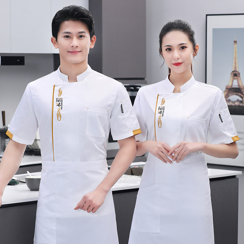 中式厨师服短袖夏季男酒店饭店中餐厅餐饮厨师服工衣定制男女