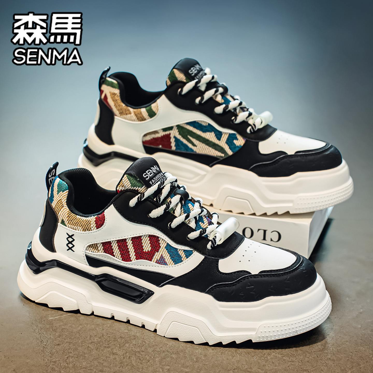 森马高级感厚底运动百搭休闲板鞋图片