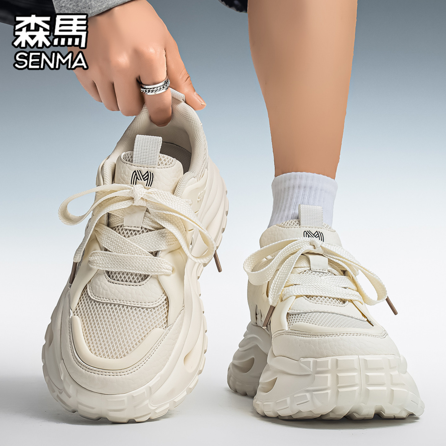 森马男鞋透气增高百搭老爹鞋超火