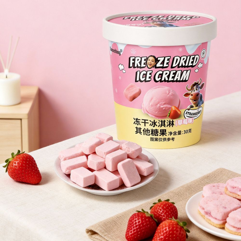 冻干奶油冰淇淋罐装巧克力草莓香草味桶装零食无防腐剂小孩儿童