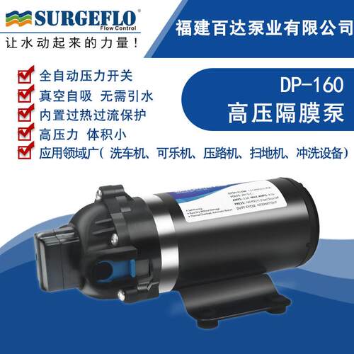 DP-160压隔膜水泵12V24V110V220V直流交流压路机净水器洗车喷雾