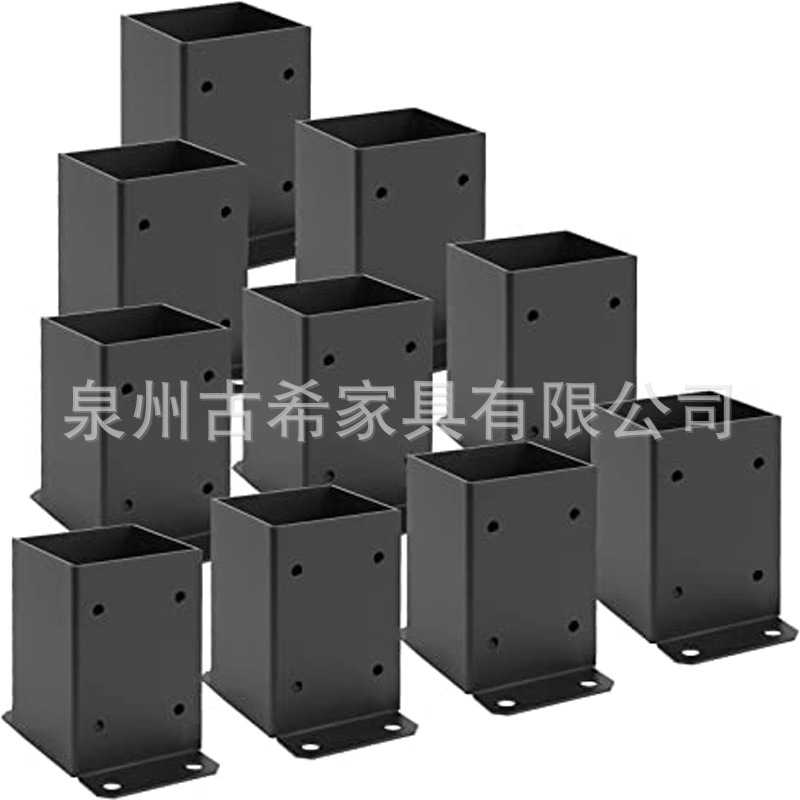 立柱底座,重型粉末涂层立柱锚哑光黑色木立柱支架,用于甲板门廊