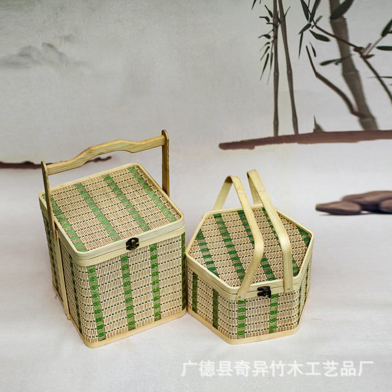 手工竹编提篮端午粽子大闸蟹篮