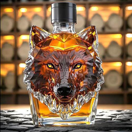 狼头冠顶工艺酒瓶Wolf Crested Whiskey动物酒瓶狼头威士忌酒瓶