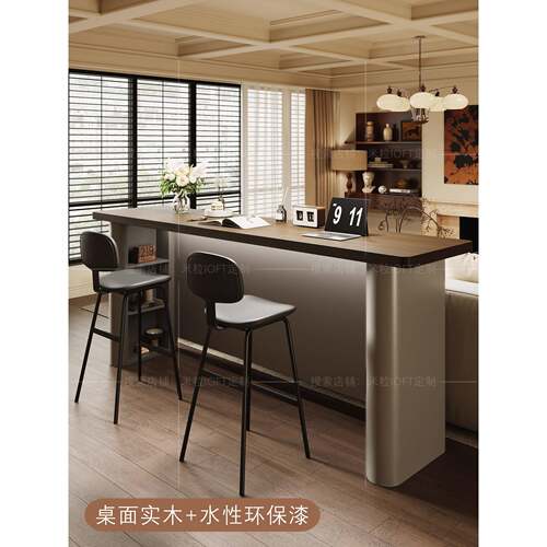 客厅沙发后吧台桌长条桌小户型靠墙隔断实木岛台餐吧咖啡桌可定制