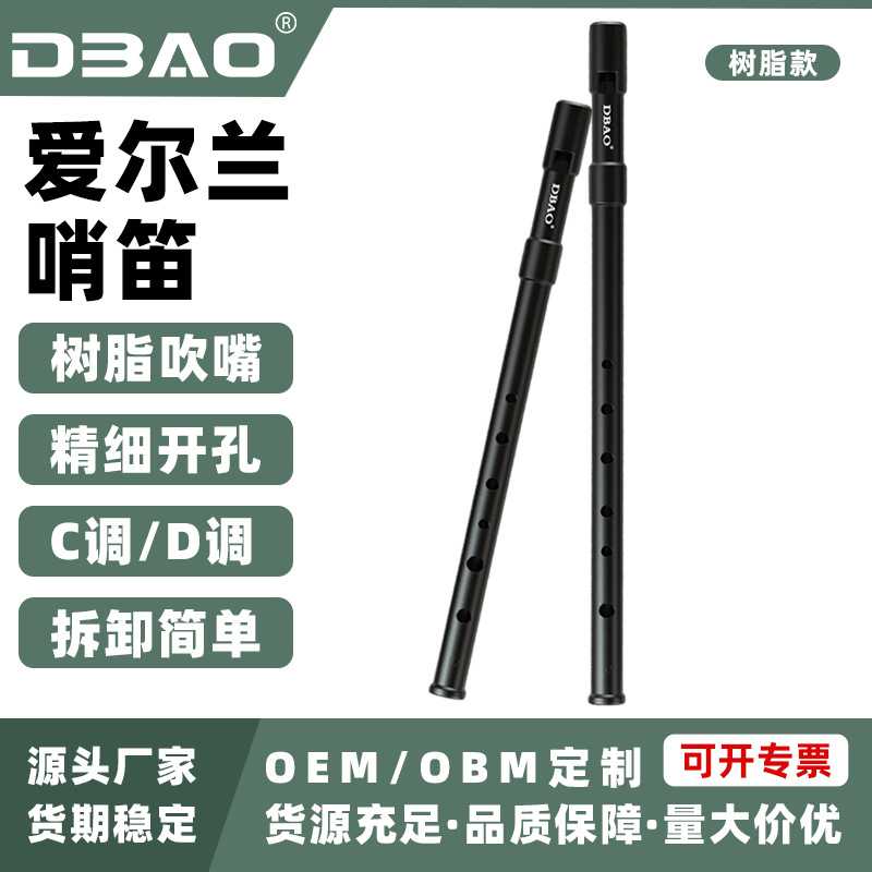 DBAO 爱尔兰哨笛ABS树脂六孔哨笛竖笛C调D调初学者入门级教学哨笛